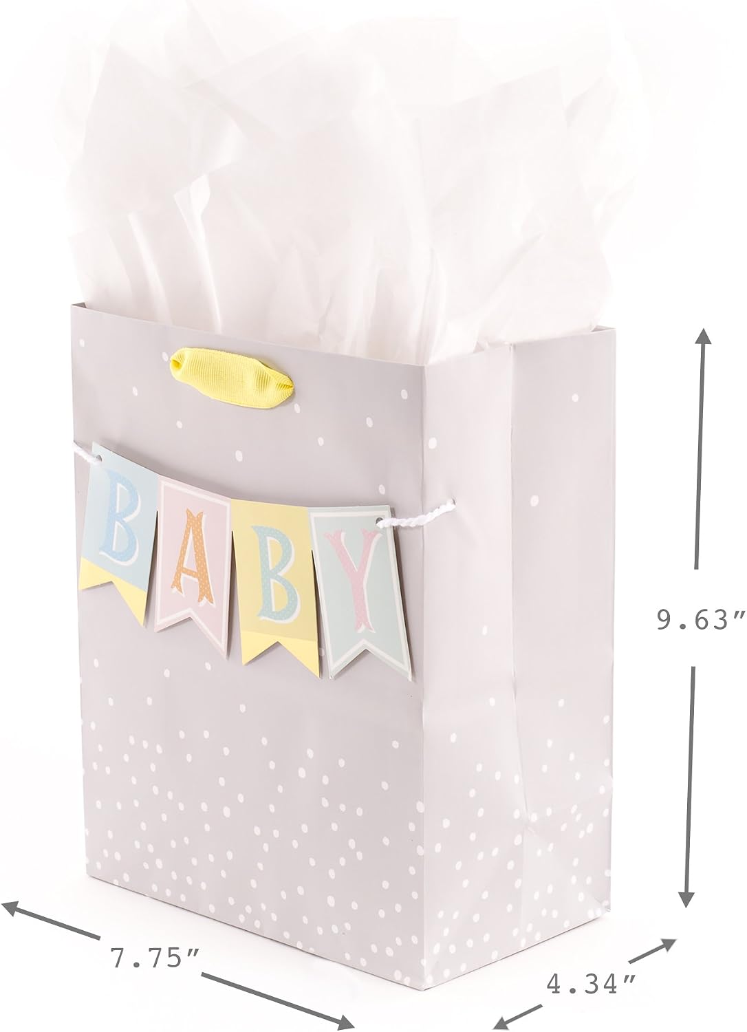 Hallmark 9" Medium Baby Gift Bag with Tissue Paper (Banner on Grey)