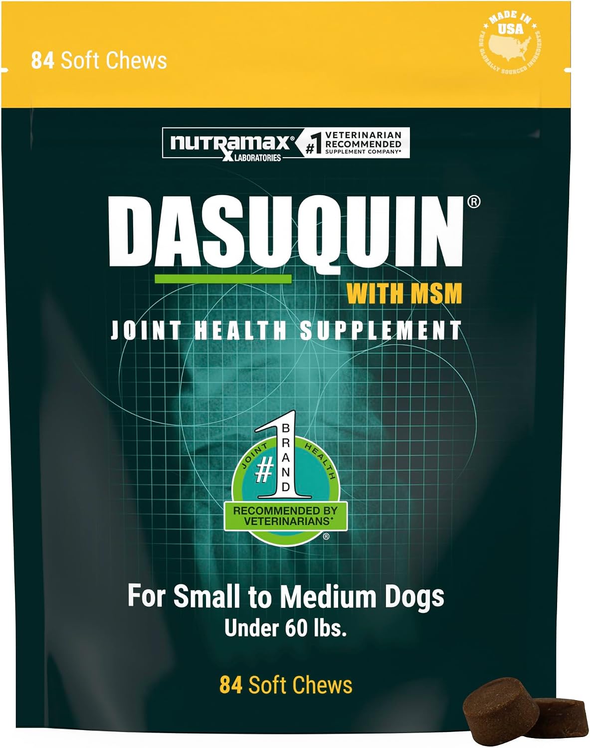 Nutramax Dasuquin MSM Joint Supplement, Small/Med Dogs, Soft Chews, 84ct