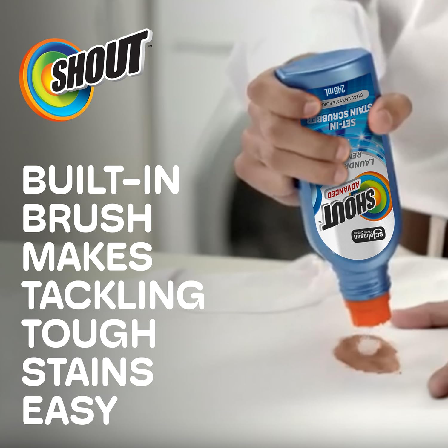 Shout Advanced Set-In Stain Scrubber Laundry Stain Remover, 8.7oz, (1-Pack)