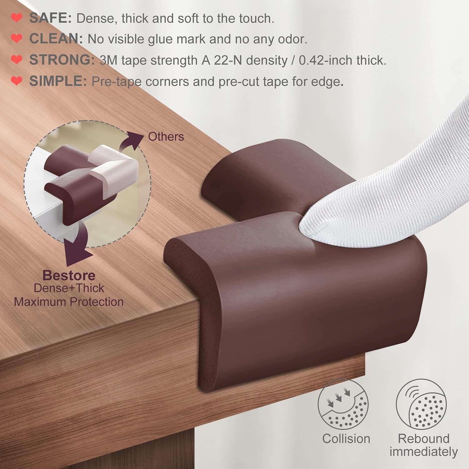 Baby Proofing Edge Corner Protectors for Furniture, 18ft Edge + 8 Corners
