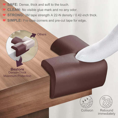 Baby Proofing Edge Corner Protectors for Furniture, 18ft Edge + 8 Corners