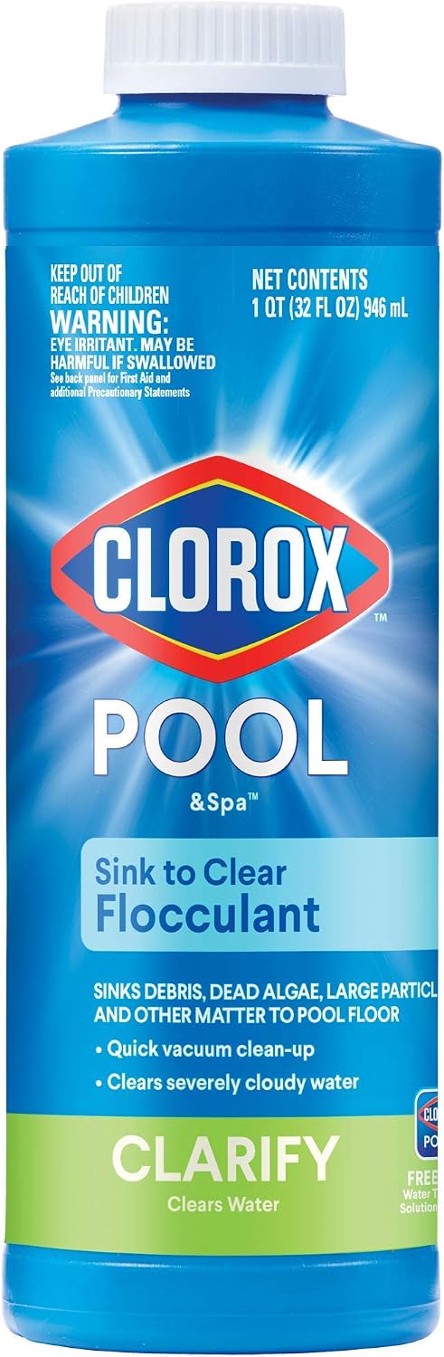 Clorox® Pool&Spa™ Swimming Pool Sink to Clear Flocculant, Sinks Debris, Dead Algae, Large Particles & Other Matters to Pool Floor, 1 Quart (Pack of 1)