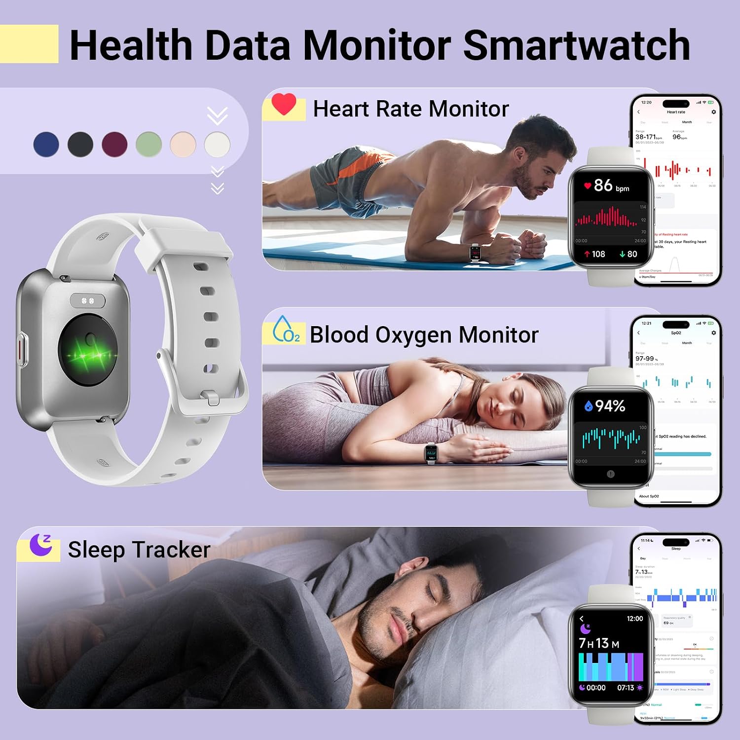 Smartwatch for Women, Compatible with Android & iPhone, 1.8'' Fitness Tracker Watch with Alexa, Call & Notification Alerts, Heart Rate & Sleep Monitor, 120 Sports Modes, Waterproof Watch for Women