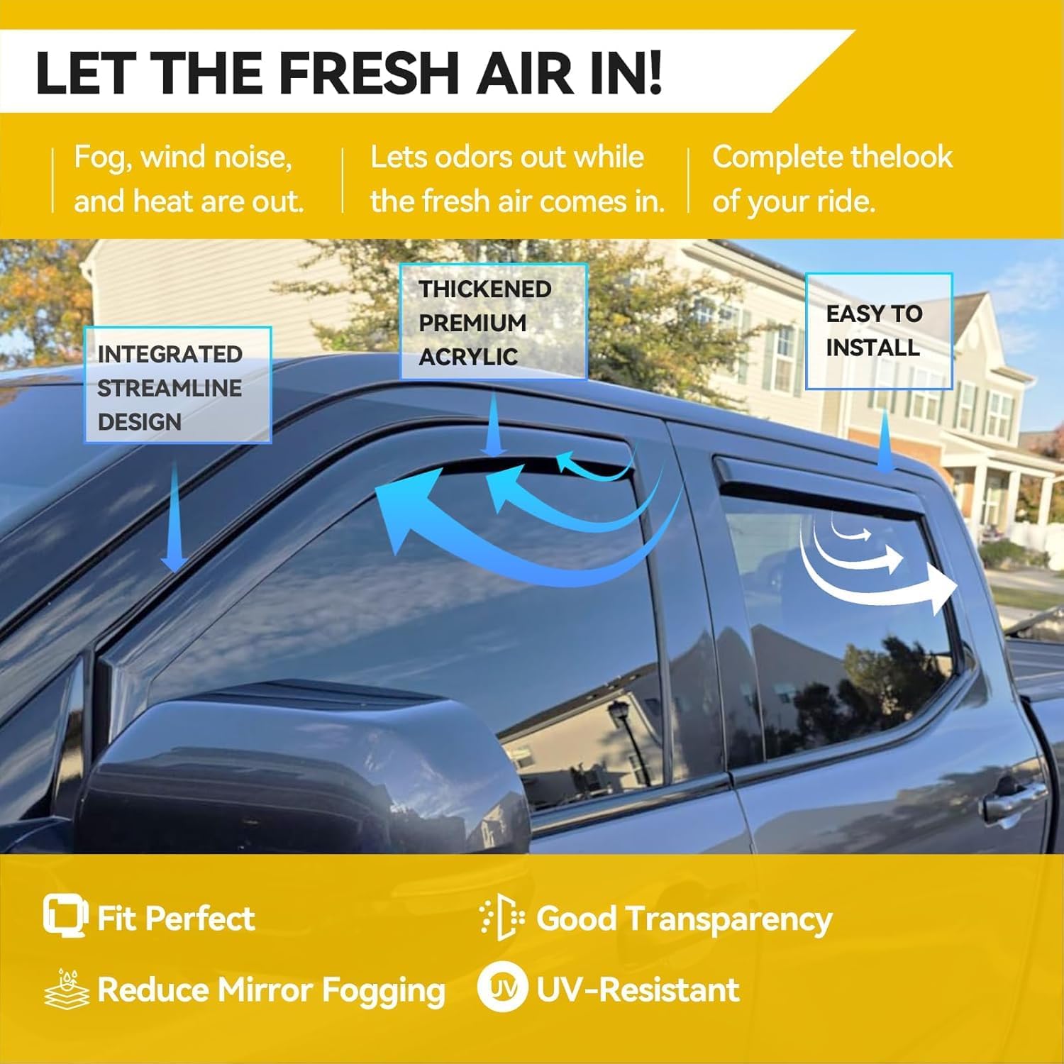 in-Channel Rain Guards for Chevy Trax 2014-2022 & 2013-2022 Buick Encore, Window Visor Shields Vent Deflector Shade Wind Dark Smoke 2015 2016 2017 2018 2019 2020 2021, Tape-On Inside-Mount, 4PCS