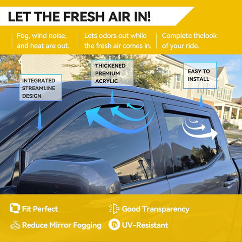 in-Channel Rain Guards for Chevy Trax 2014-2022 & 2013-2022 Buick Encore, Window Visor Shields Vent Deflector Shade Wind Dark Smoke 2015 2016 2017 2018 2019 2020 2021, Tape-On Inside-Mount, 4PCS
