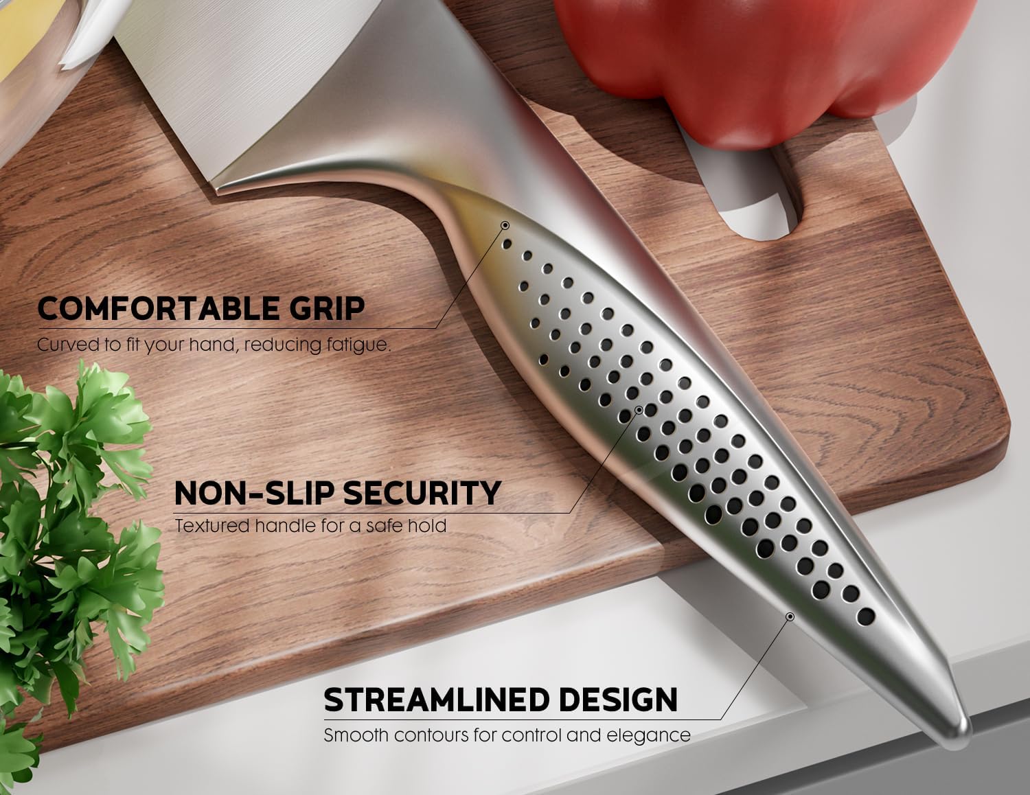 ASETY Knife Block Set, 15 PCS Knives Set for Kitchen, Stainless Steel
