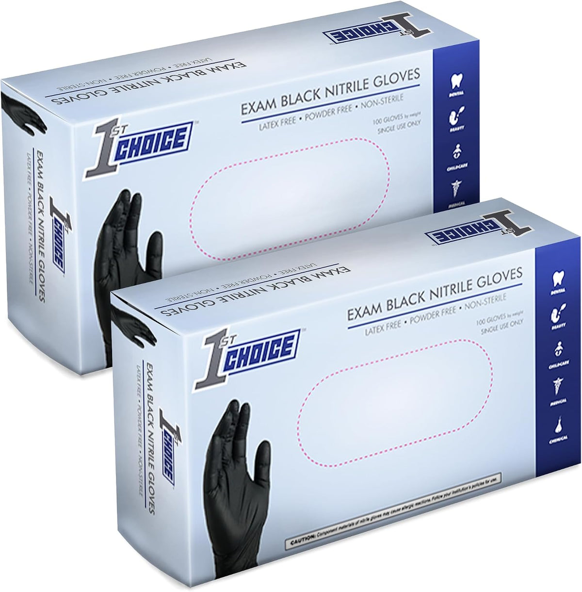 1st Choice Black 4 mil Nitrile Disposable Gloves Food Safe Medical Grade