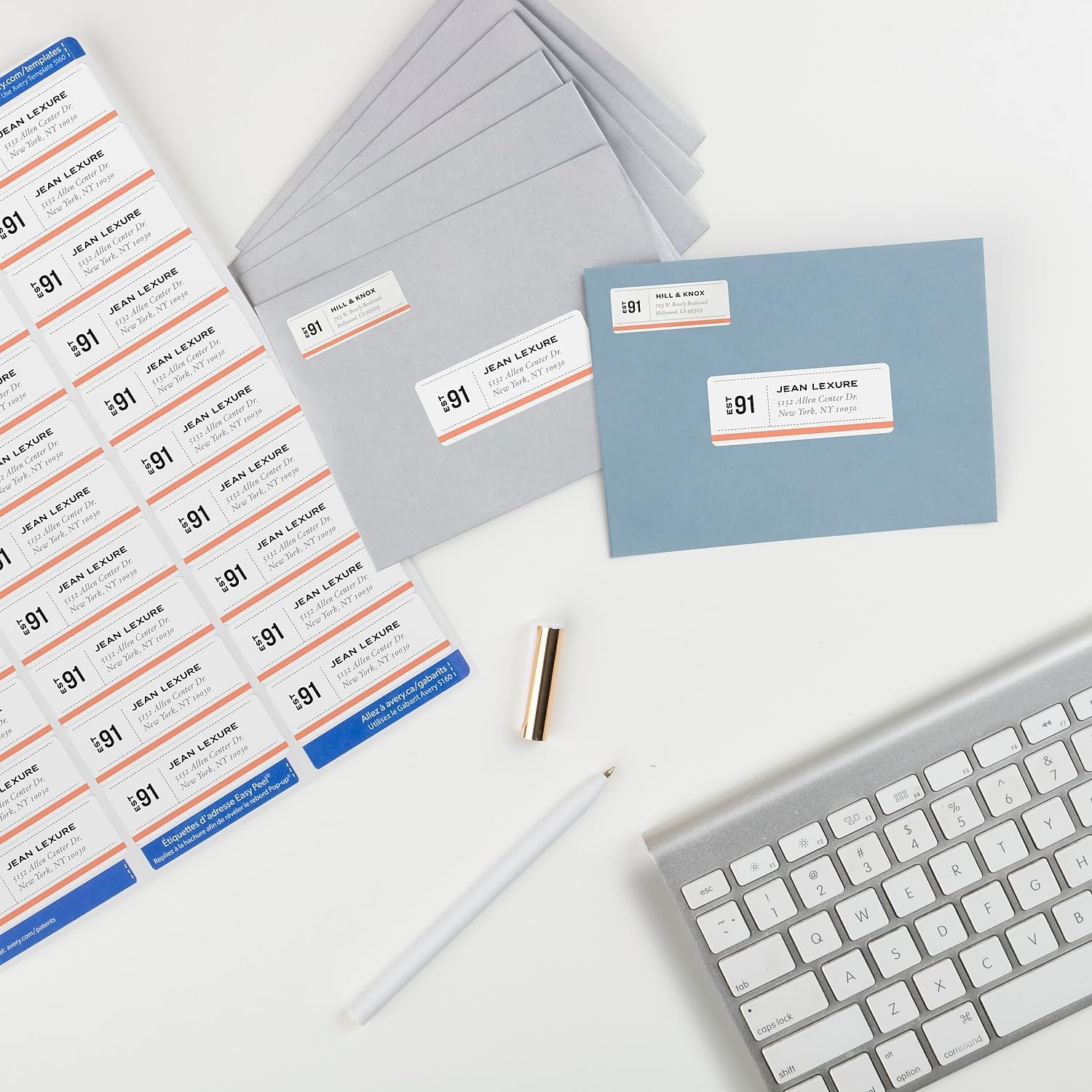 Avery Easy Peel Printable Address Labels with Sure Feed, 1" x 2-5/8" Customizable Stickers, White, 15,000 Blank Mailing Labels, Great for Mailing, Shipping, and More (5-Pack of 5160)