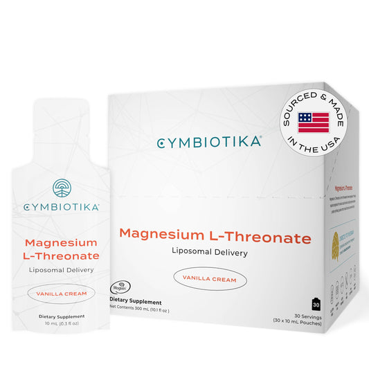 CYMBIOTIKA Magnesium L-Threonate 1300mg, Liposomal Delivery, Focus Memory Brain Support, Magnesium Supplement for Sleep, High Absorption, Keto, Vegan, Gluten Free, Vanilla Creme, 30 Day Supply