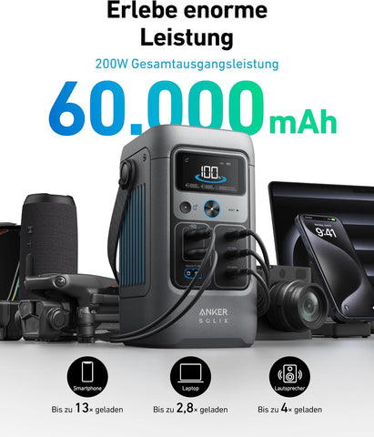 Anker SOLIX C200 DC Portable Power Station, 192Wh, 200W, Outdoor Camping