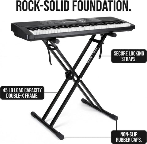 RockJam Xfinity Double X Keyboard Stand, Pre-Assembled & Adjustable