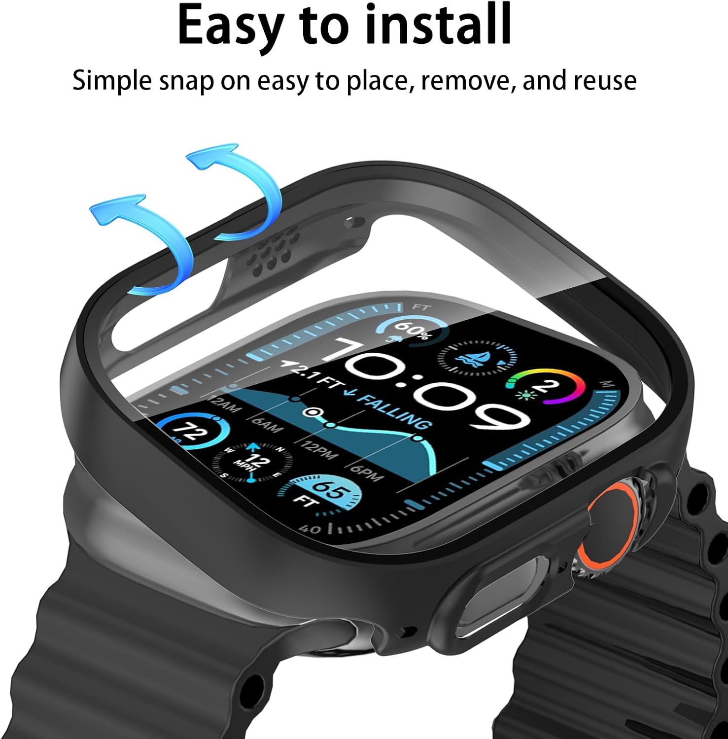 [6 Pack] Case for Apple Watch Ultra 3/Ultra 2/Ultra 49mm Screen Protector with Ultra-Thin Tempered Glass, Full Coverage Anti-Scratch Hard Face Cover for iWatch 49 mm