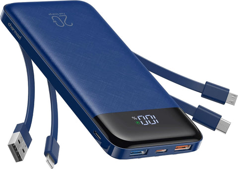 charmast Portable Charger Built-in Cables, 20000mAh Power Bank 6-Output
