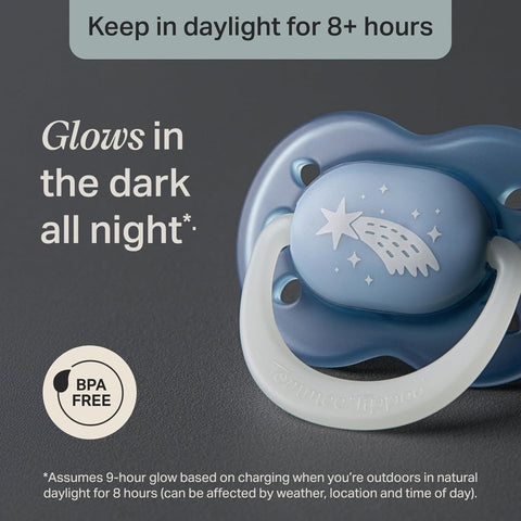 Tommee Tippee Night Time Pacifier, Glow in the Dark, 0-6m, Pack of 4
