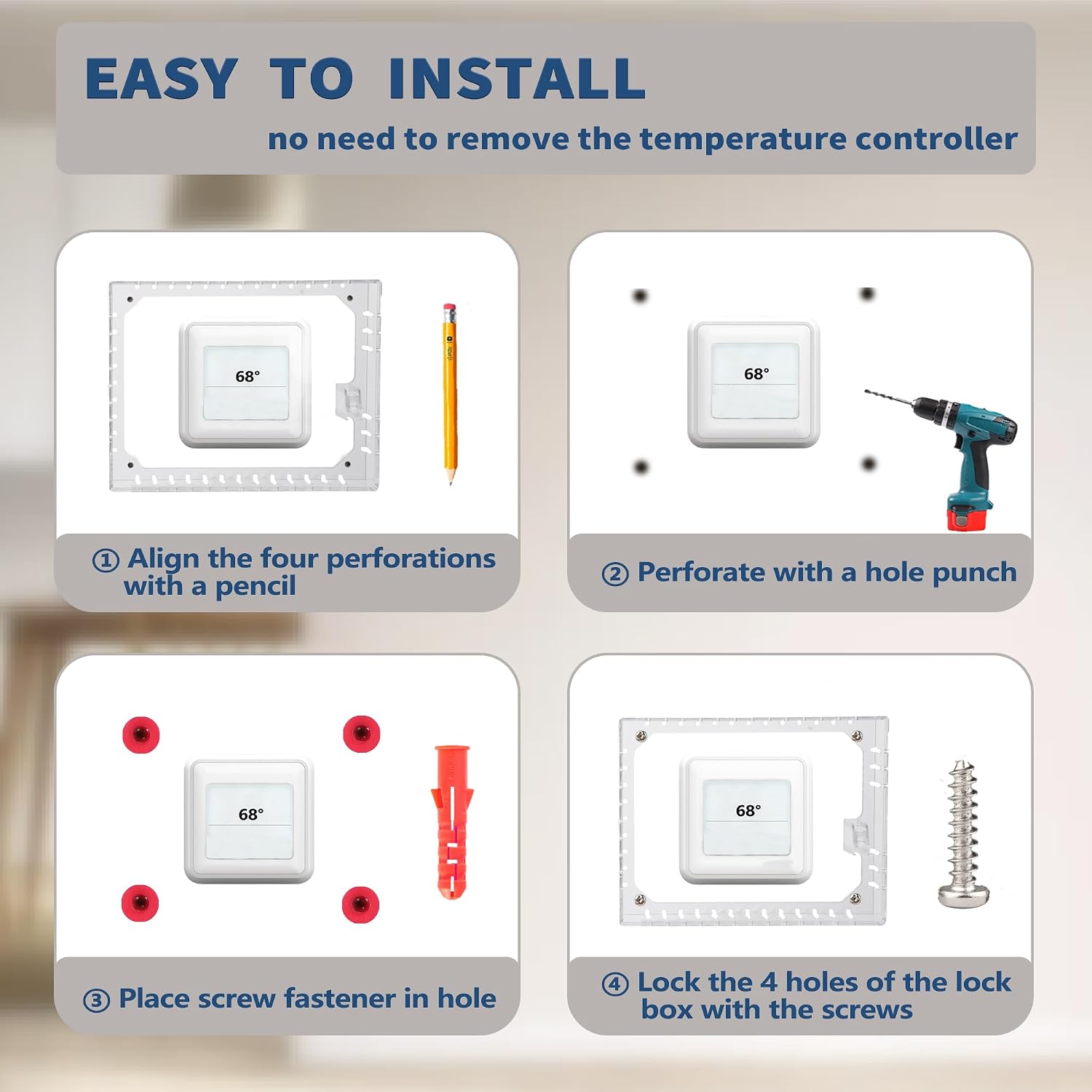 Gedreew Large Thermostat Lock Box Cover with Key, Clear Thermostat Cover with Lock Compatible With Honeywell Home Thermostat On Wall, AC Lock Box Cover with Key Fits Thermostats 5"H x 6" W or Smaller