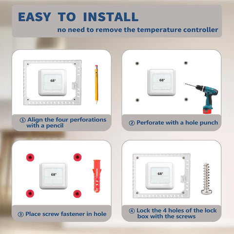 Gedreew Large Thermostat Lock Box Cover with Key, Clear Thermostat Cover with Lock Compatible With Honeywell Home Thermostat On Wall, AC Lock Box Cover with Key Fits Thermostats 5"H x 6" W or Smaller