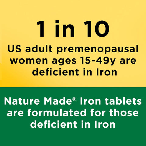 Nature Made Iron 65 mg (325 mg Ferrous Sulfate) Tablets, 180 Tablets