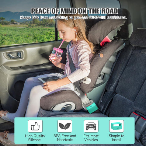 Morlike Silicone Seatbelt Secure Buckle Safety Cover Lock | Keep Children Safe in Car Seat and Prevent Kids from Accidentally Unbuckling | Buckle Guard Fits Almost Vehicles (Light Blue, 2 Pack)