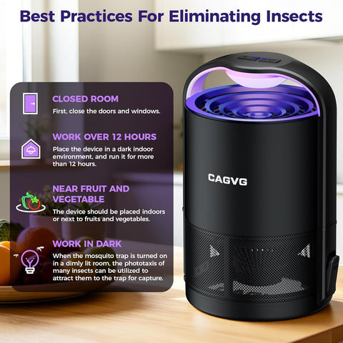 Fly Trap Indoor, Fruit Fly Traps for Indoors Suction & Adjust Light, Black