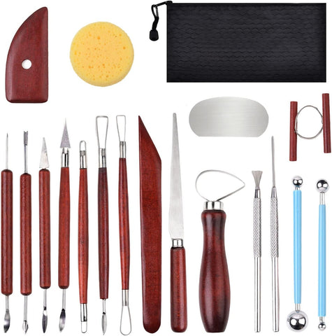 18pcs Clay Sculpting Tools, Basic Polymer Clay Pottery Carving Tool Kit