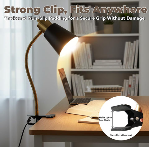 LALISU Desk lamp Eye-Caring Table Lamps 360°Rotation Gooseneck Clip on Lamp