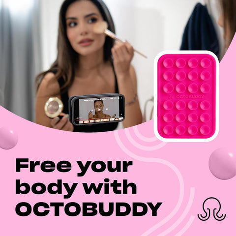 OCTOBUDDY Classic - Silicone Suction Phone Case Adhesive Mount, Hot Pink