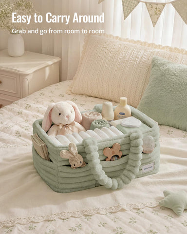 Blissful Diary Flannel Diaper Caddy Organizer & Gift Packaging, Light Green