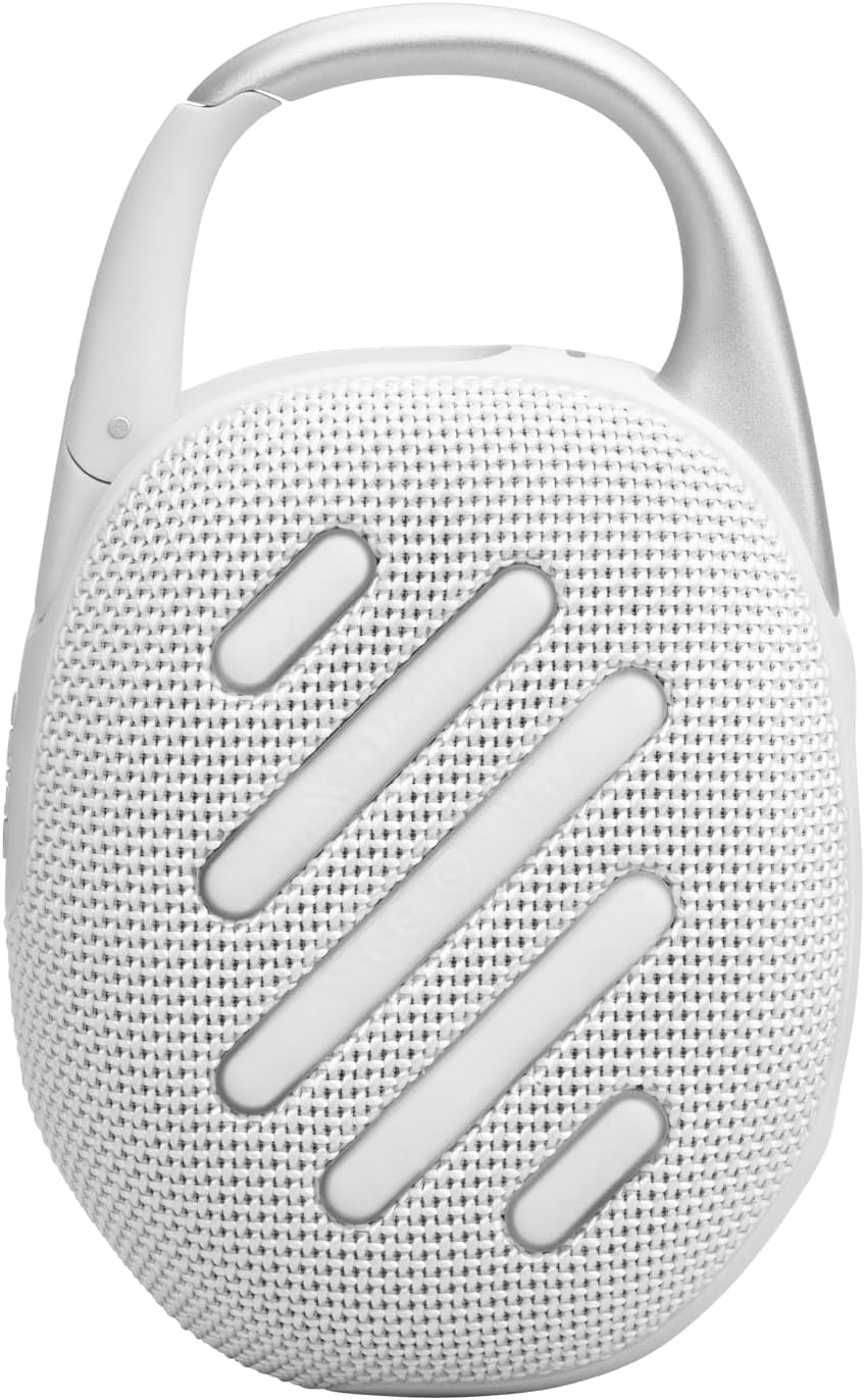 JBL Clip 5 Ultra Portable Bluetooth Speaker with gSport Carbon Fiber Case (White)