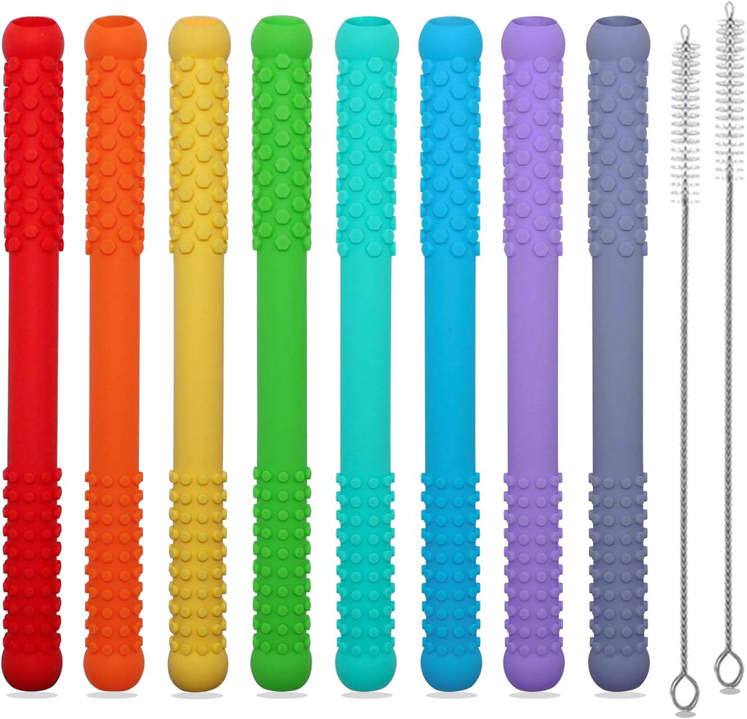 Teething Straws Sticks for Babies 6-12 12-18 Months, 8 Pack Teething Toys 3-6 Months, Silicone Teethers for Babies Toddlers Nursing Biting Chewing, Autism Chew Toys for Sensory Kids Teething Relief