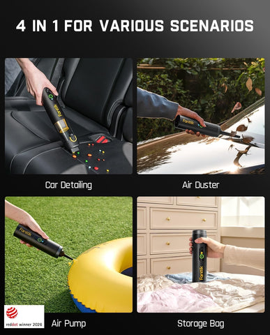 Fanttik Slim V10 APEX Cordless Car Vacuum, 4-in-1 Portable Mini Handheld Vac, Upgraded Smart Digital Display, 19kPa Suction Power, 2 Suction Modes for Small Jobs, Car, Office Desk, Keyboards (Black)