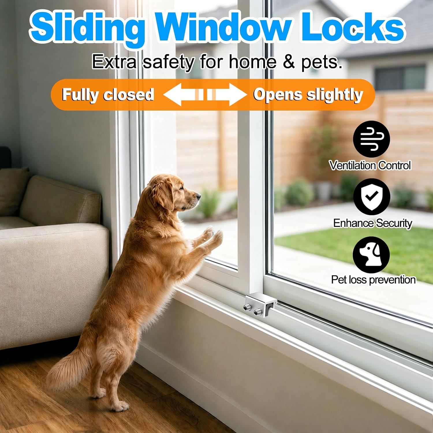 Sliding Window Lock 8 Sets，Adjustable Aluminum Stopper for Window Security