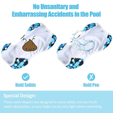 wegreeco Baby & Toddler Snap One Size Adjustable Reusable Baby Swim Diaper (Abstract Geometrical Blue,Small,3 Pack)