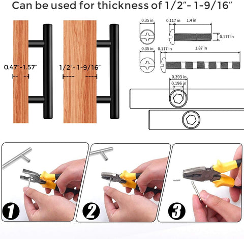 Ravinte Cabinet Handles,5" Length,3" Hole Center,Matte Black,30 Pack
