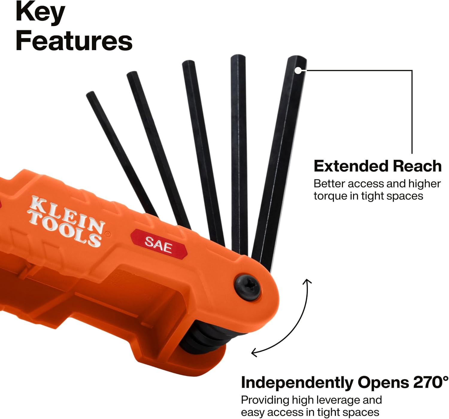 Klein Tools 70553 Pro Folding Hex Key Set, Metric, SAE, Torx Sizes, 3-Piece