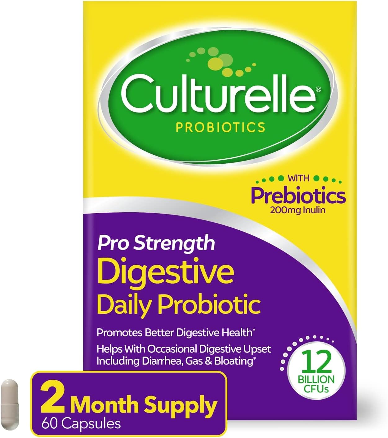 Culturelle Pro Strength Probiotics for Digestive Gut Health*, 12B CFU, 60ct