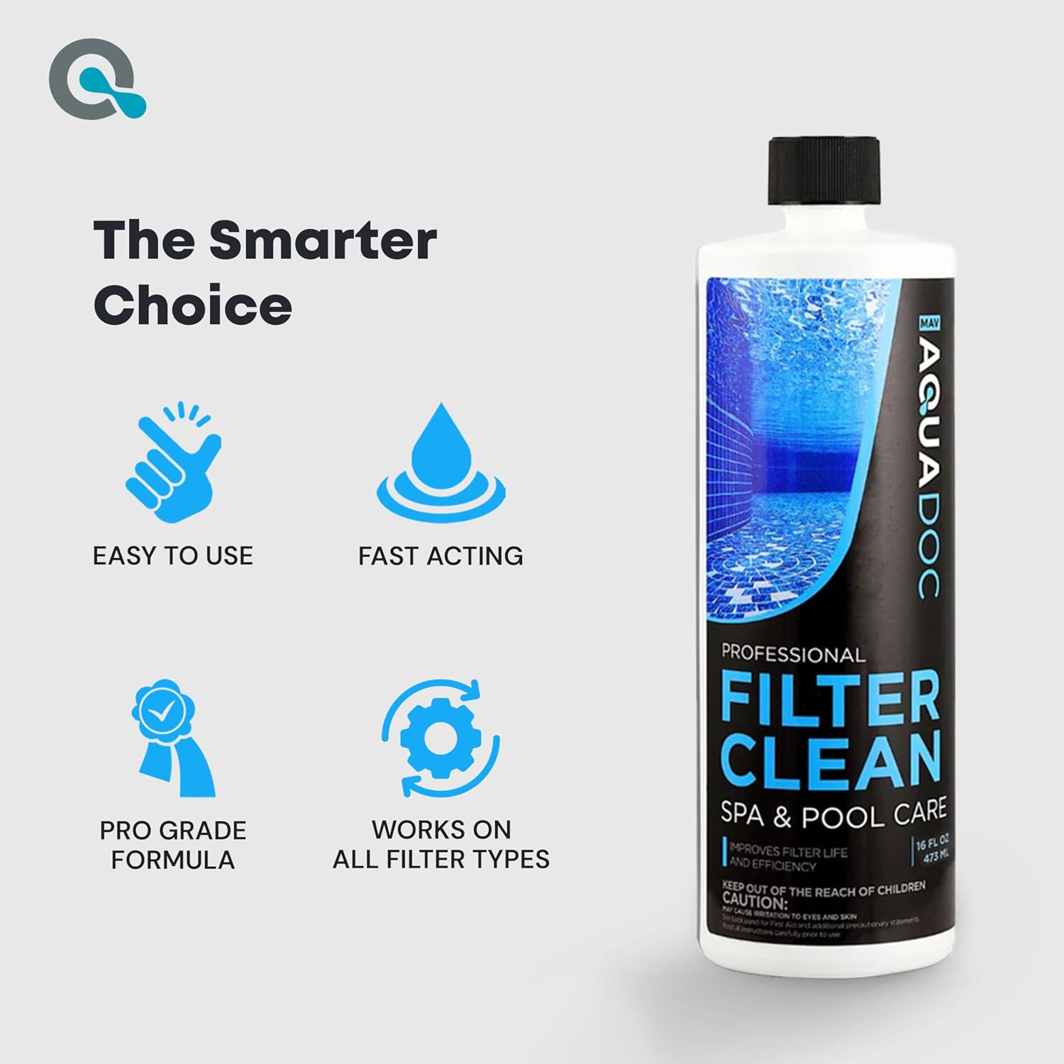 AquaDoc Hot Tub & Pool Filter Cleaner Soak - Easy Cartridge Degreaser 16 oz