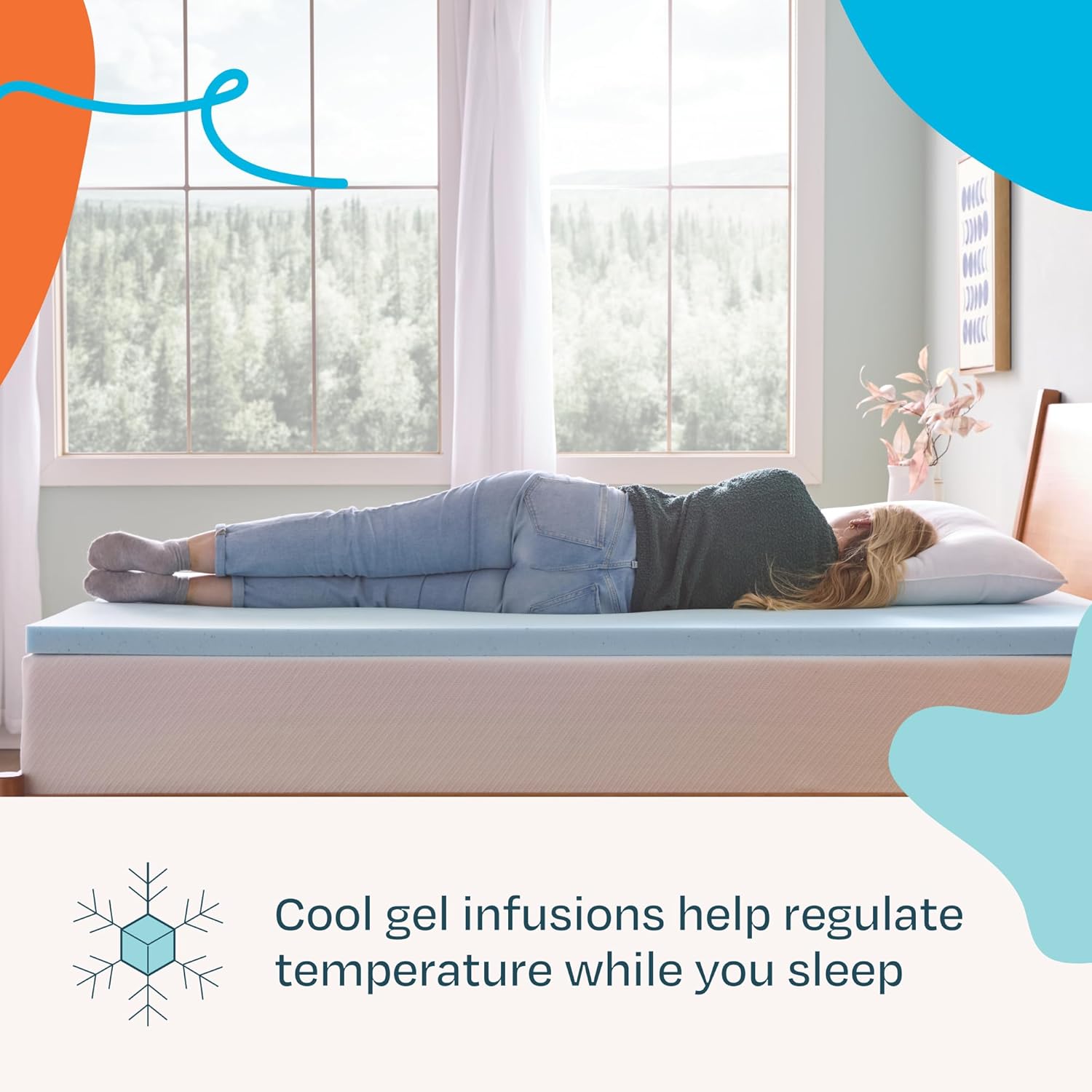 Linenspa Memory Foam Mattress Topper, King Size - 2 Inch Gel Infused Memory Foam - Plush Feel - Cooling and Pressure Relieving - CertiPUR Certified