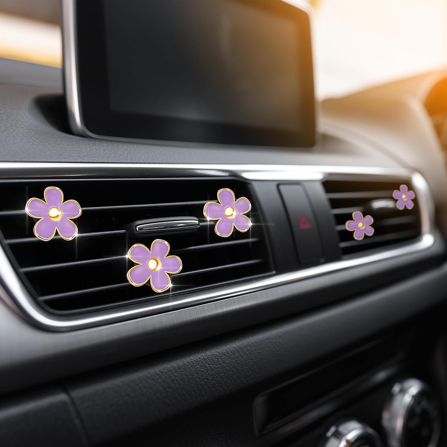 Frienda 6 Pcs Daisy Vent Clips for Car, 3/3.3 cm, Purple