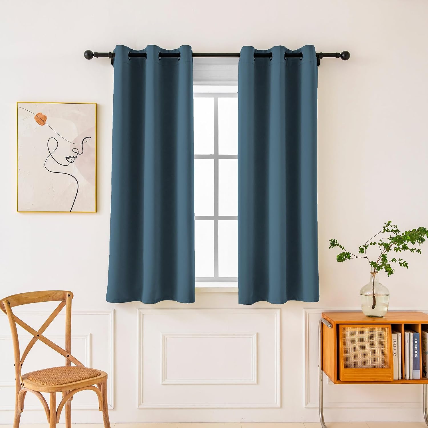 Pickluc Blackout Curtains 63 Inches Long 2 Panels, Black Out Drapes for Bedroom or Living Room, Back Tab and Rod Pocket Top, Set of Two, Sage Green, 52" Wide and 63" Length