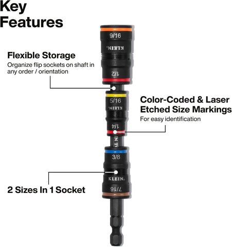 Klein Tools 32303HD Impact Driver Set, 20-in-1 SAE Impact Rated Sockets and Screwdriver Tool with Phillips, Slotted, Square and Torx Tips