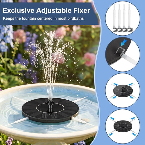 Mademax 1W Solar Bird Bath Fountain Pump, Solar Fountain, Free Standing Floating Solar Powered Water Fountain Pump for Bird Bath, Garden, Pond, Pool, Outdoor