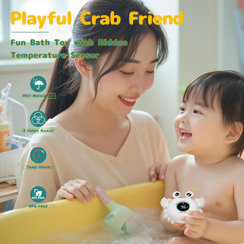 Baby Bath Thermometer Water Temp Safety for Bathtub,Room Essential Crab Toy