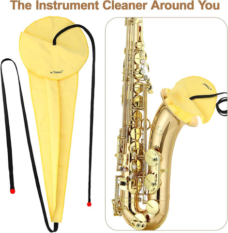 Saxophone Cleaning Cloth Kit, for Alto Tenor Soprano Sax and Other Wind & Woodwind Instruments, Including 1 * Cleaning Cloth and 1 * Mouthpiece Brush
