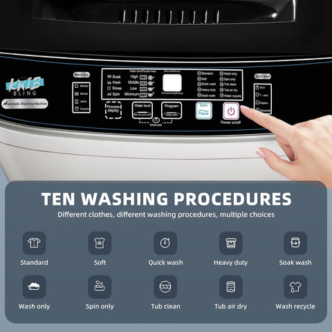 Portable Washing Machine Full Automatic 17.7lbs Small Washing Machine