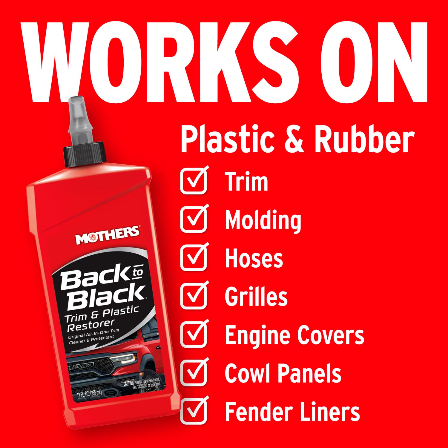 Mothers Back-to-Black Trim & Plastic Restorer, 12 oz. (06112)