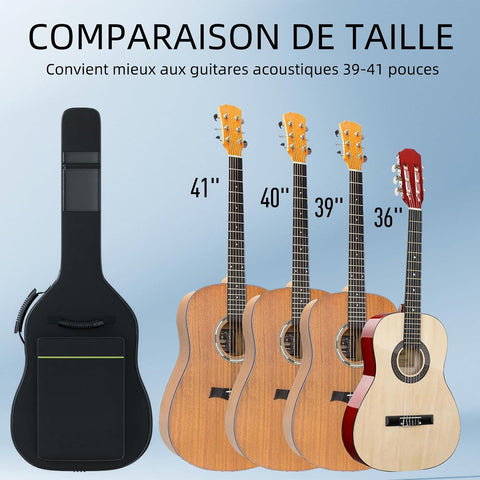GLEAM Acoustic Guitar Gig Bag - 0.35 Inch Foam Padding Fit 39-41 Inch, Waterproof, Black with Hanger Loop