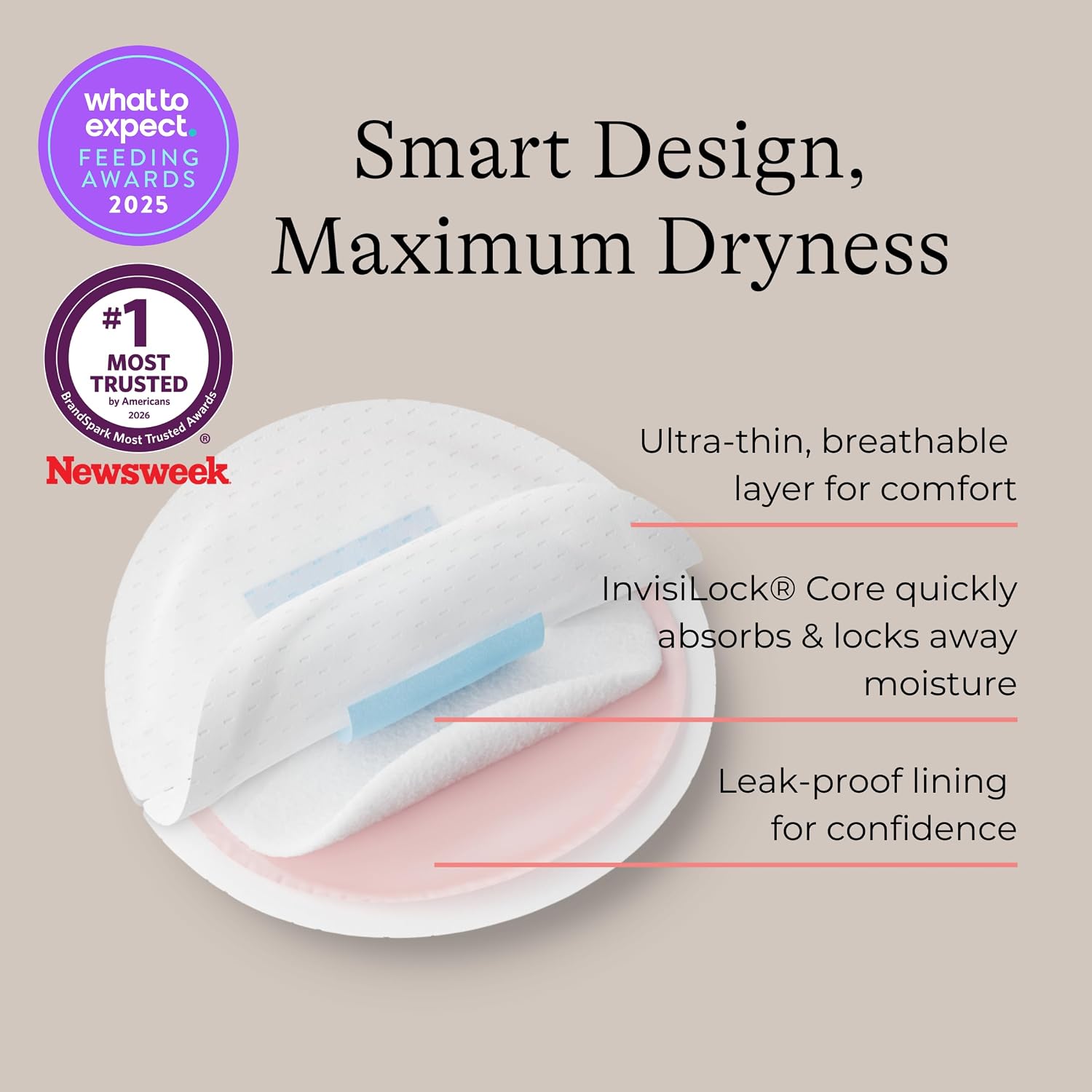Lansinoh Stay Dry Disposable Nursing Pads, 100 Count