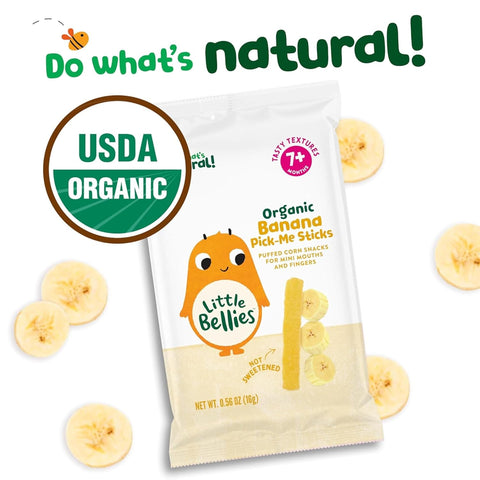 Little Bellies Organic Banana Pick-Me Sticks Baby Snack (0.56 oz Individual Packs), (Pack of 10)