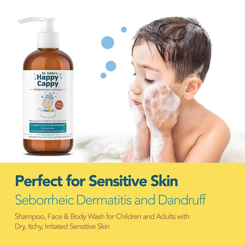 Happy Cappy Medicated Shampoo and Body Wash - Fragrance-Free - 8 Fl Oz