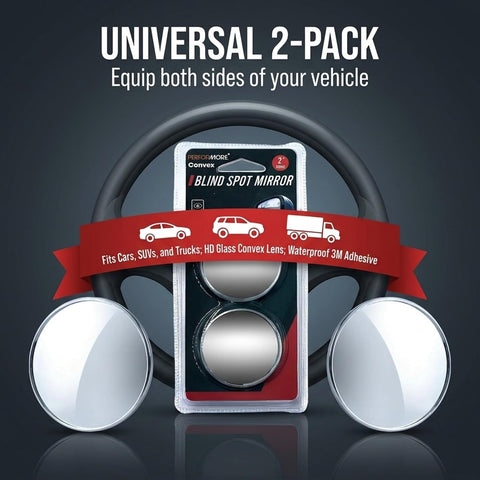 Blind Spot Mirror 2 Pack, 2 Inch HD Glass, Waterproof 3M Adhesive